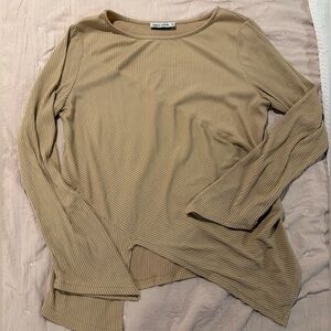 Grace Karin Tan Ribbed Long Sleeve Top